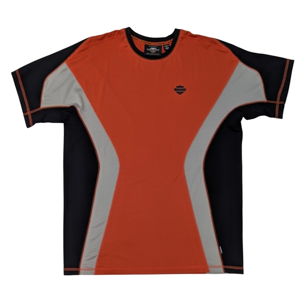 Harley Davidson Mens Orange‎ Gray Black T Shirt Coolcore Technology Medium